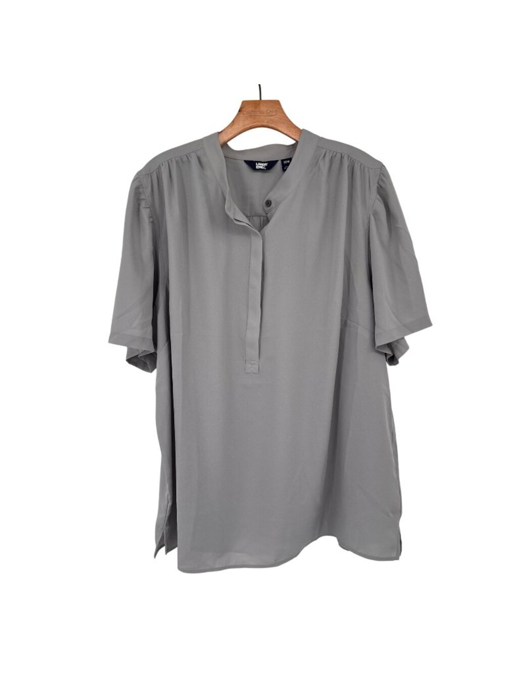 Lands End Womens Plus Size 20W Gray Short Sleeve Tunic Top OEKO-TEX